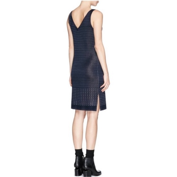 rag & bone Abigail Dot Knit Body Conscious V Neck Dress in Navy - Picture 3 of 14